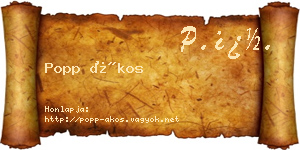 Popp Ákos névjegykártya